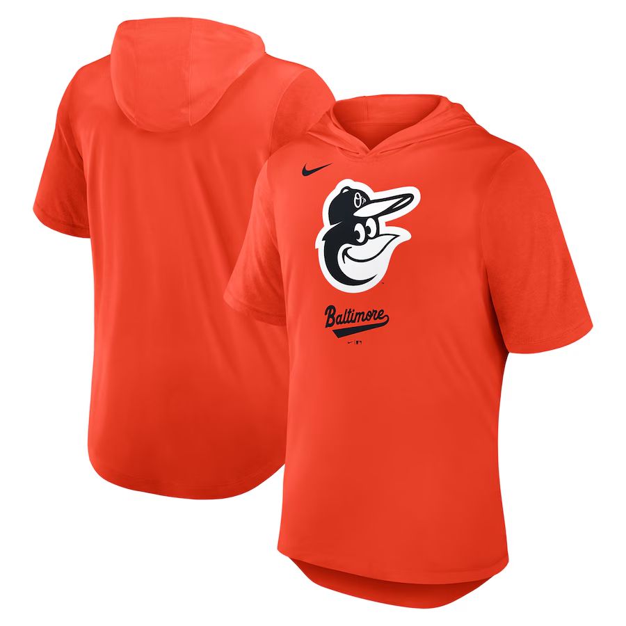 Men 2025 MLB Baltimore Orioles Orange Hooded T-shirt
